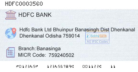 Hdfc Bank BanasingaBranch 