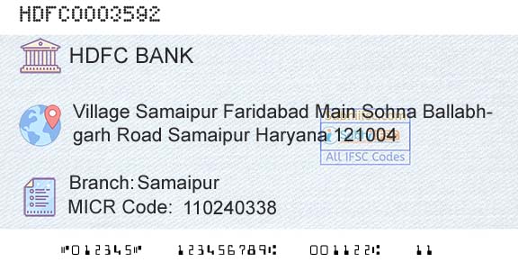 Hdfc Bank SamaipurBranch 