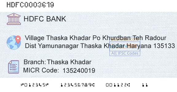 Hdfc Bank Thaska KhadarBranch 