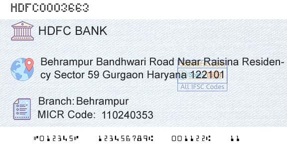 Hdfc Bank BehrampurBranch 