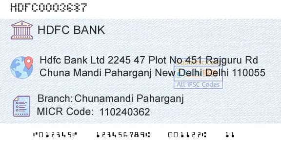 Hdfc Bank Chunamandi PaharganjBranch 