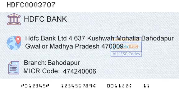 Hdfc Bank BahodapurBranch 