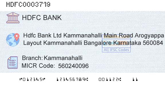 Hdfc Bank KammanahalliBranch 