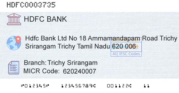 Hdfc Bank Trichy SrirangamBranch 