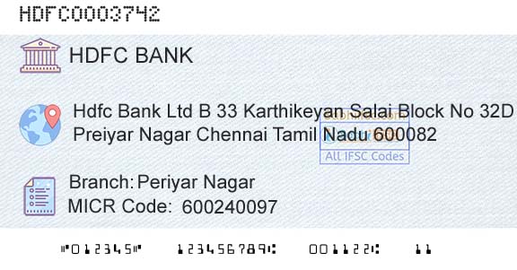 Hdfc Bank Periyar NagarBranch 
