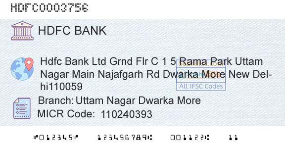 Hdfc Bank Uttam Nagar Dwarka MoreBranch 