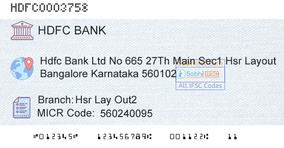 Hdfc Bank Hsr Lay Out2Branch 
