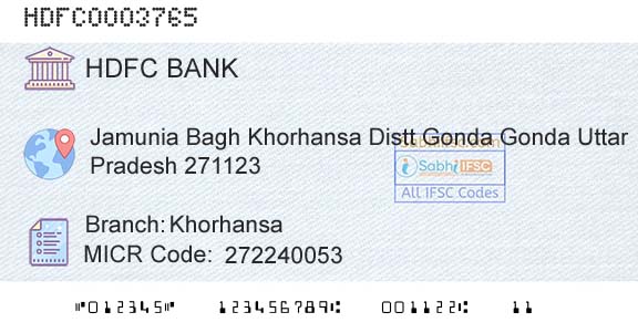 Hdfc Bank KhorhansaBranch 
