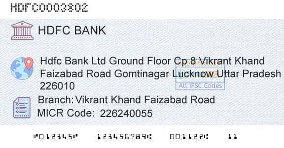 Hdfc Bank Vikrant Khand Faizabad RoadBranch 