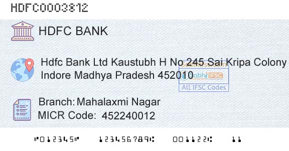 Hdfc Bank Mahalaxmi NagarBranch 
