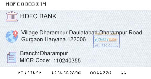 Hdfc Bank DharampurBranch 