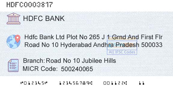 Hdfc Bank Road No 10 Jubilee HillsBranch 