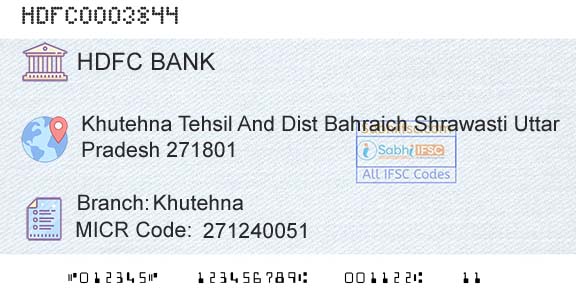 Hdfc Bank KhutehnaBranch 