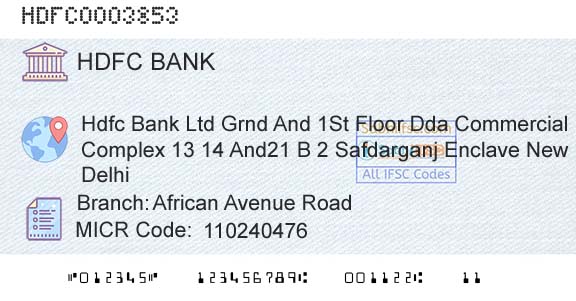 Hdfc Bank African Avenue RoadBranch 