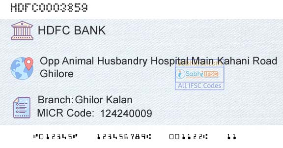 Hdfc Bank Ghilor KalanBranch 