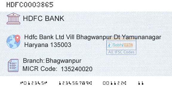 Hdfc Bank BhagwanpurBranch 