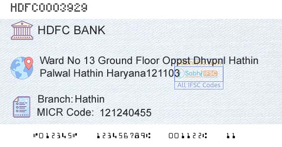 Hdfc Bank HathinBranch 
