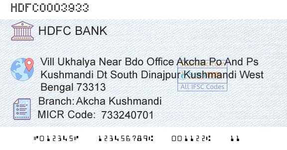 Hdfc Bank Akcha KushmandiBranch 