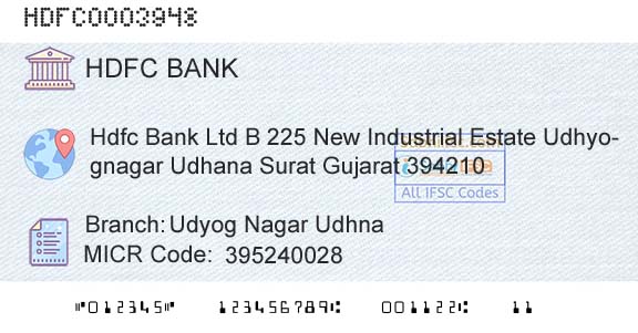 Hdfc Bank Udyog Nagar UdhnaBranch 