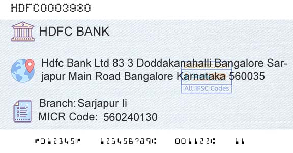 Hdfc Bank Sarjapur IiBranch 