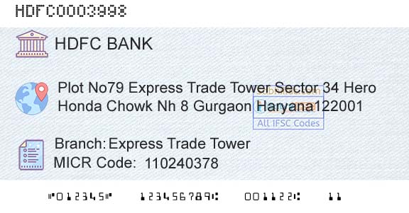 Hdfc Bank Express Trade TowerBranch 