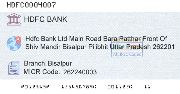 Hdfc Bank BisalpurBranch 