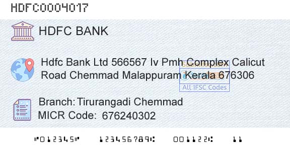 Hdfc Bank Tirurangadi ChemmadBranch 