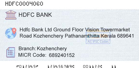 Hdfc Bank KozhencheryBranch 