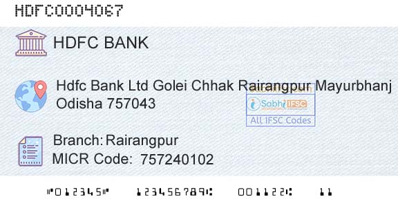 Hdfc Bank RairangpurBranch 
