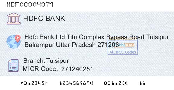 Hdfc Bank TulsipurBranch 