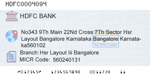 Hdfc Bank Hsr Layout Iii BangaloreBranch 