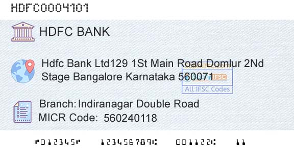 Hdfc Bank Indiranagar Double RoadBranch 