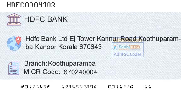 Hdfc Bank KoothuparambaBranch 