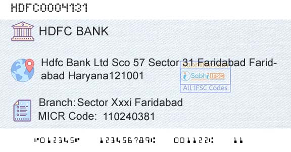 Hdfc Bank Sector Xxxi FaridabadBranch 