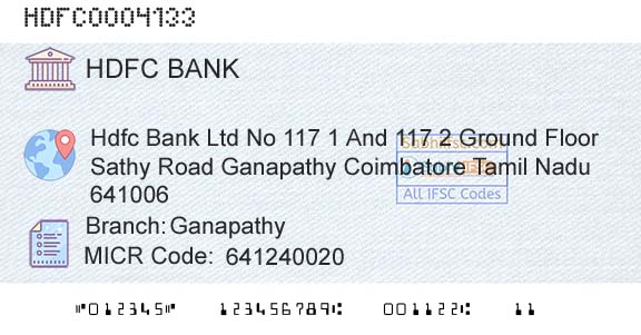 Hdfc Bank GanapathyBranch 