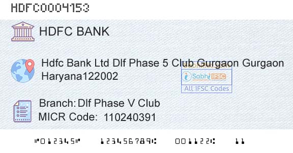 Hdfc Bank Dlf Phase V ClubBranch 