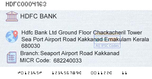 Hdfc Bank Seaport Airport Road KakkanadBranch 