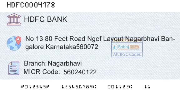 Hdfc Bank NagarbhaviBranch 