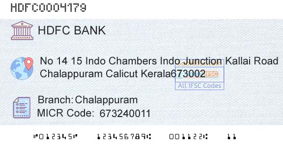 Hdfc Bank ChalappuramBranch 