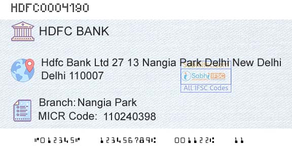 Hdfc Bank Nangia ParkBranch 