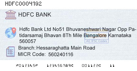 Hdfc Bank Hessaraghatta Main RoadBranch 