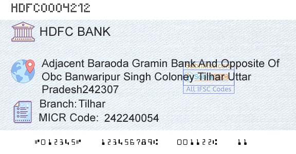 Hdfc Bank TilharBranch 