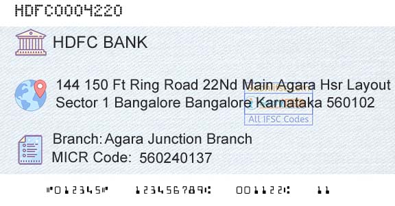 Hdfc Bank Agara Junction BranchBranch 