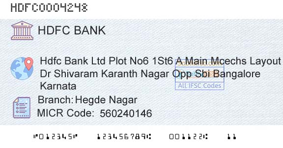 Hdfc Bank Hegde NagarBranch 