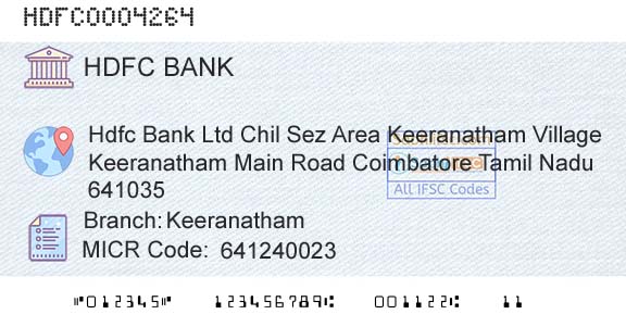 Hdfc Bank KeeranathamBranch 