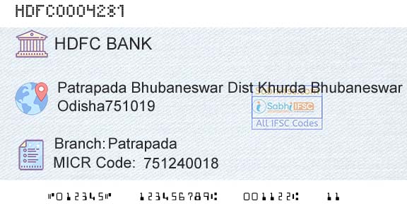 Hdfc Bank PatrapadaBranch 