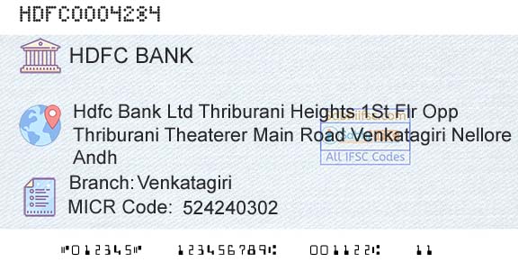 Hdfc Bank VenkatagiriBranch 