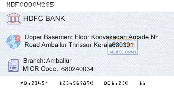 Hdfc Bank AmballurBranch 