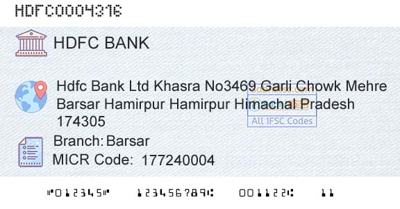 Hdfc Bank BarsarBranch 