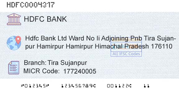 Hdfc Bank Tira SujanpurBranch 